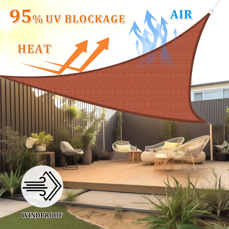 Shade&Beyond Triangle Sun Shade Sail 16'X16'X16' Permeable Canopy Rust Red for Patio Garden Yard Deck Pergola (We Make Custom Size) - Image 2